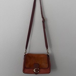 COACH Logo Closure Colorblock Mixed Leather NWT Soft Tabby Shoulder Bag Canyon